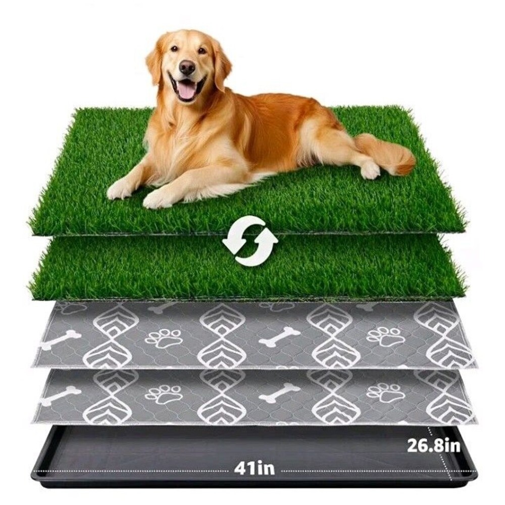 41x27in Large Dog Grass Pad w/Tray Washable Leakproof Odor Resist